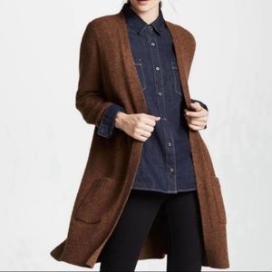 Madewell Wool Blend Kent Cardigan Sweater Coziest Yarn Brown Large